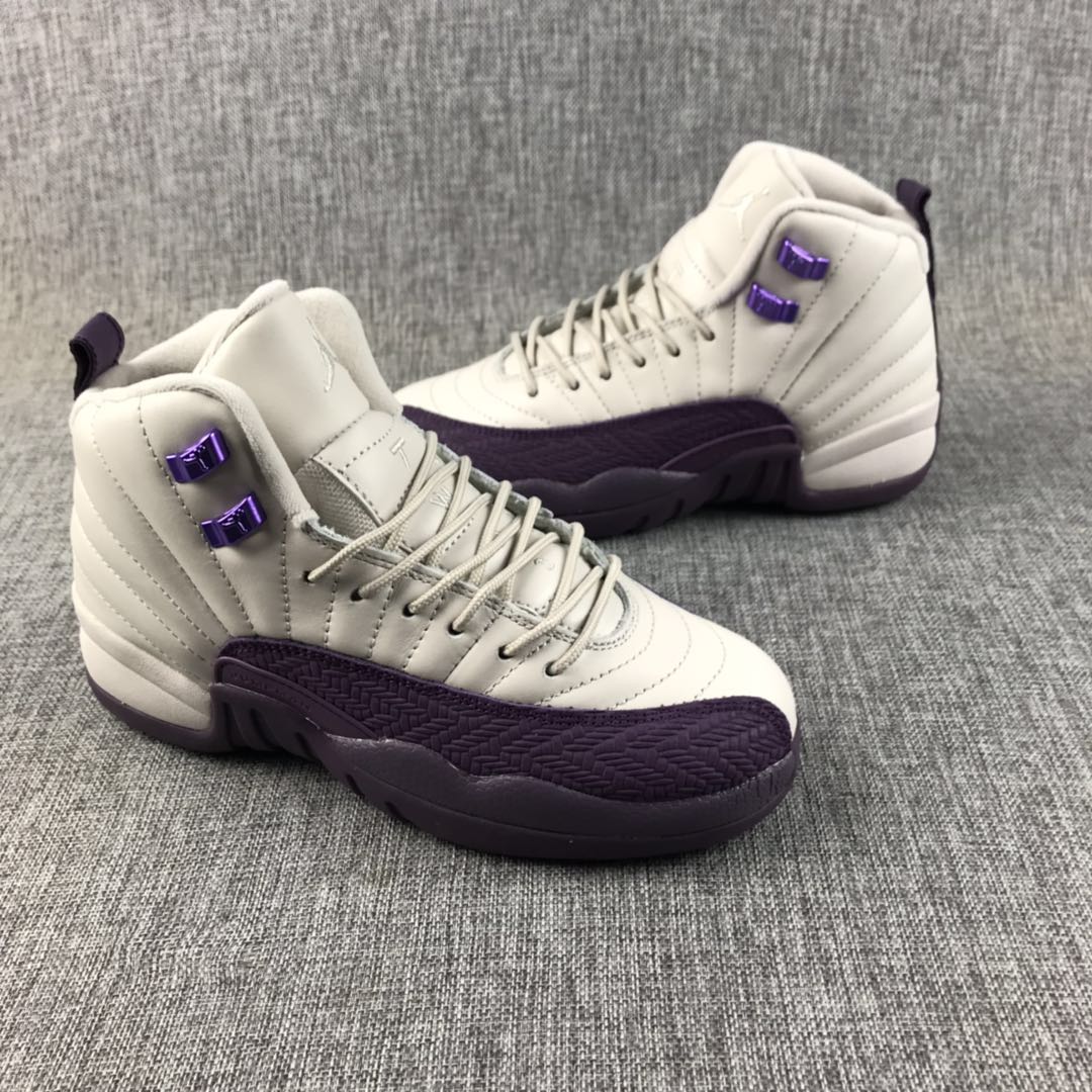 2019 Women Air Jordan 12 White Purple Shoes - Click Image to Close